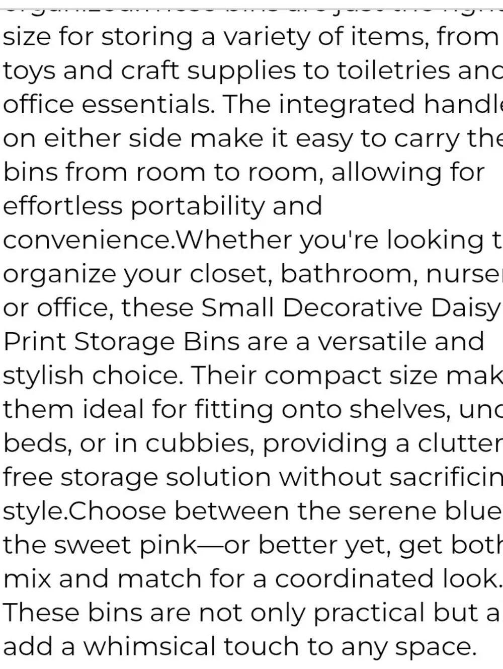 True Living Decorative Pink Daisy Storage Bin with Handles